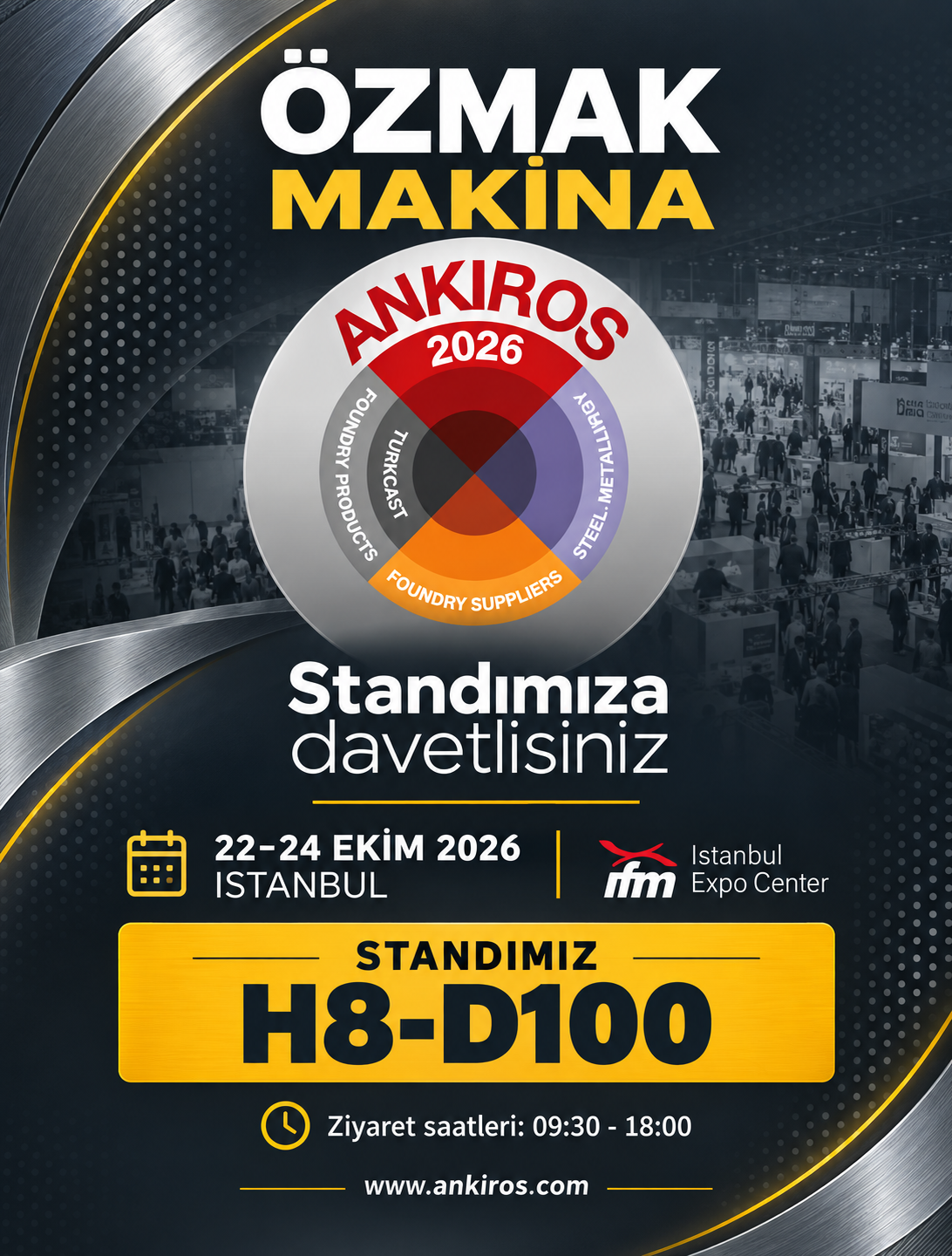 ÖZMAK Makina ANKIROS 2026 Fuar Davetiyesi